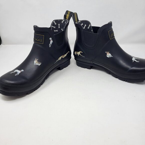 Joules Wellibob Dogs Rain Boots Women's Size‎ 11 Black - Picture 3 of 9